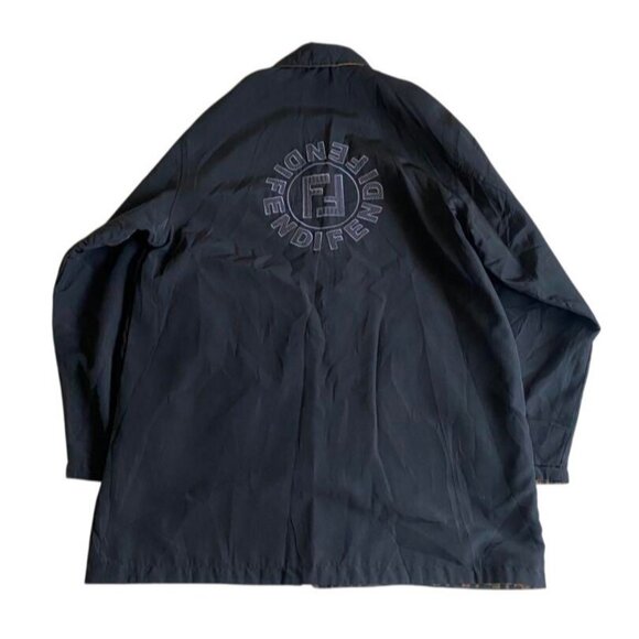 Authentic Fendi Vintage Zucca Monogram Reversible Jacket Trench Coat Brown - Picture 5 of 10